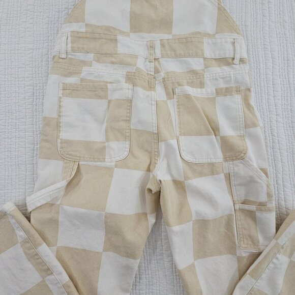 Forever 21 Men/Unisex Bib Overalls Size M (36x30) Beige White Color Block EUC - Picture 11 of 16